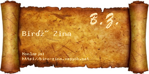 Biró Zina névjegykártya